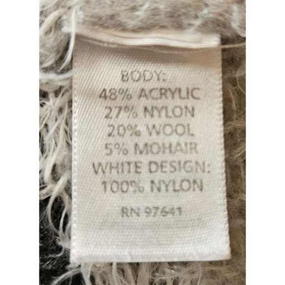 J. Jill Woman Size L  Loose Knit Grey Sweater Geometric Trim Mohair Wool blend - Picture 5 of 6